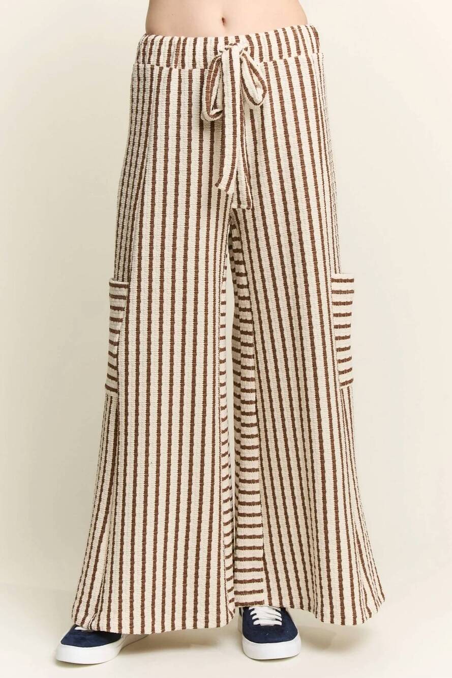 NEW JADE BY JANE striped wide leg pants in mocha